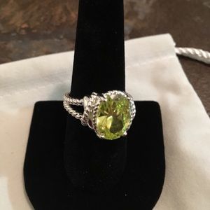 Silver tone Peridot ring